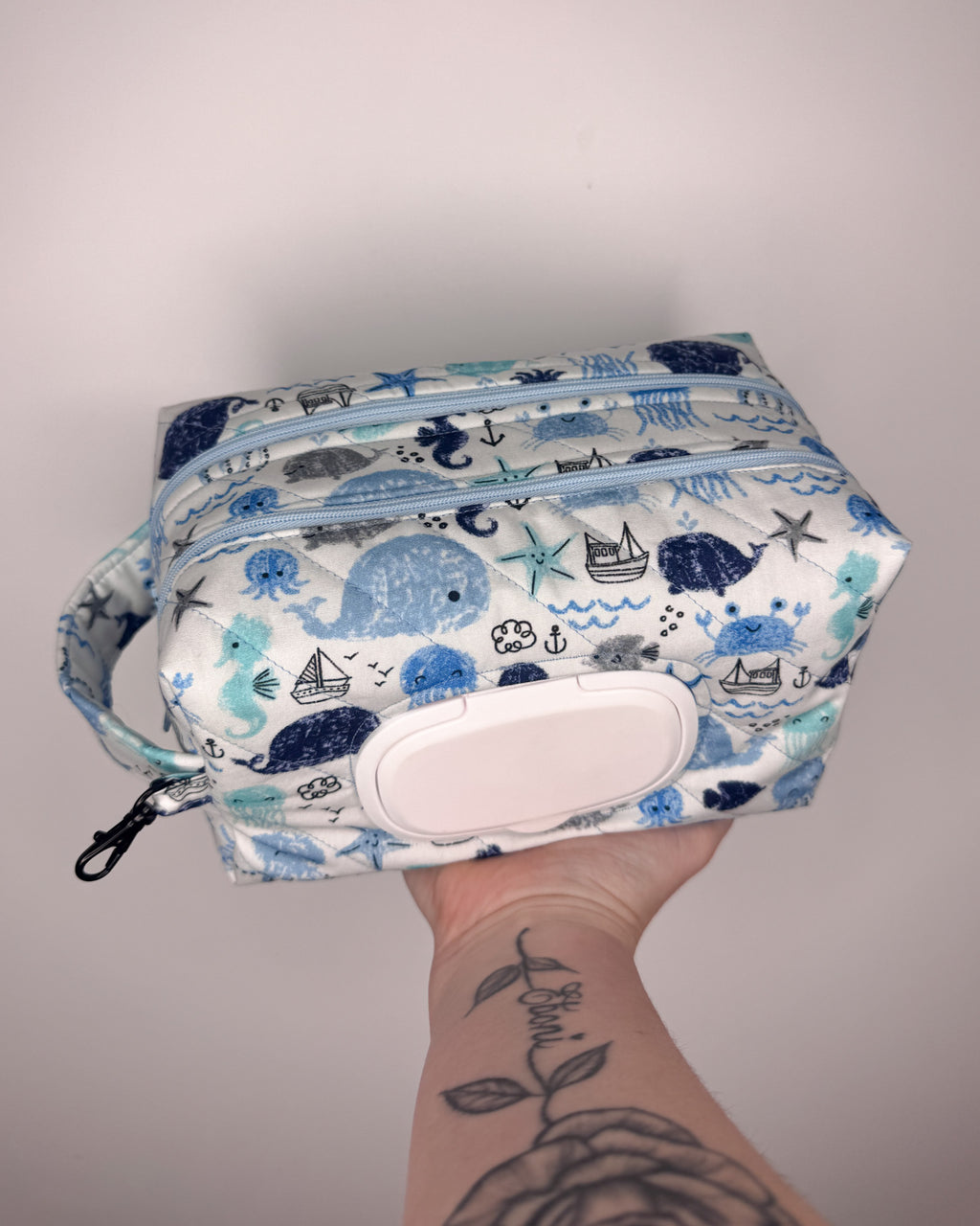 Ocean Friends Quilted Nappy & Wipe Pouch | Essential Baby Wipe Pouch