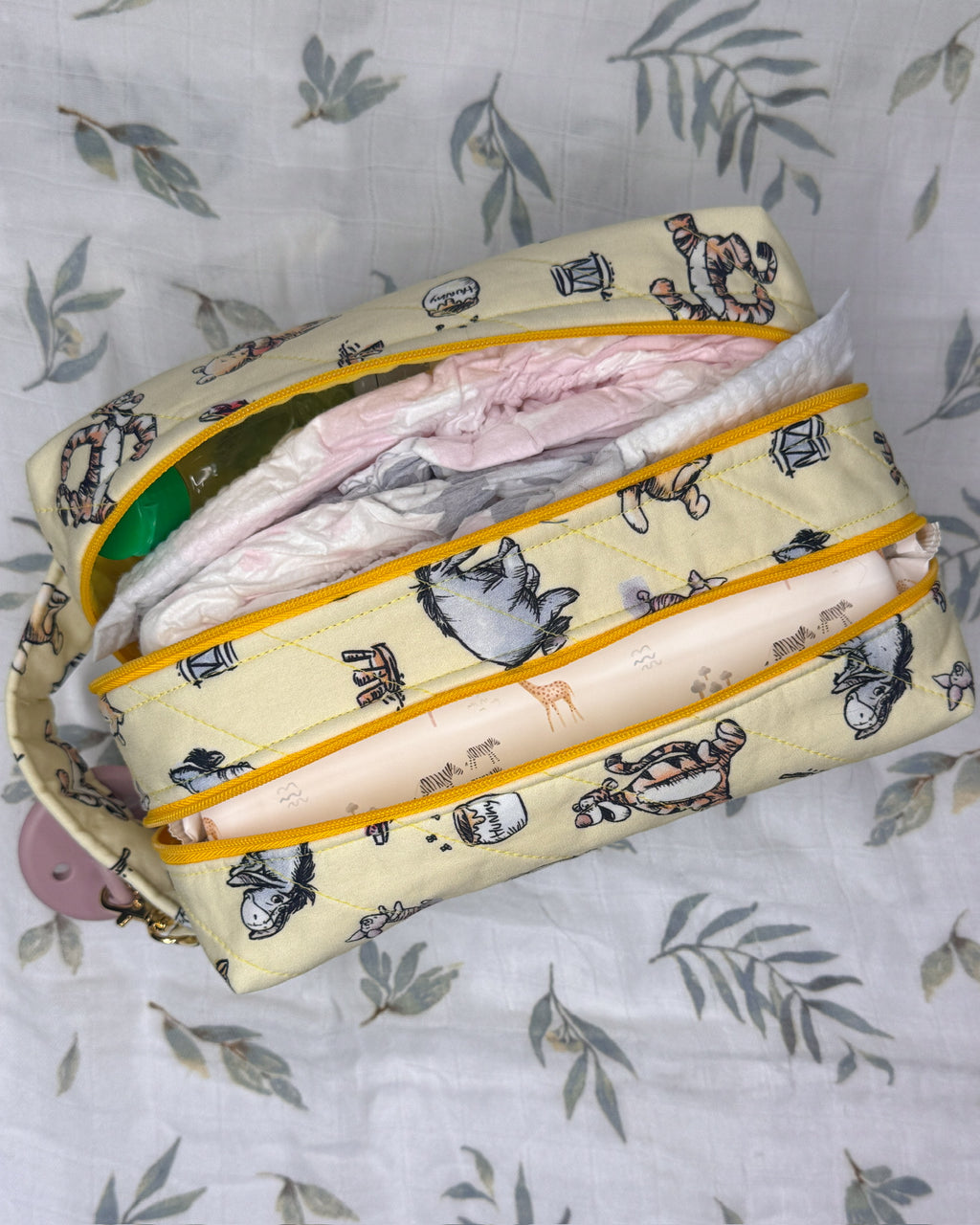 Bear Friends Quilted Nappy & Wipe Pouch | Essential Baby Wipe Pouch