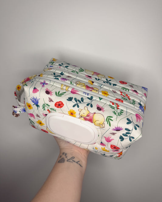 Flower Garden Bear Print Essential Wipe Pouch