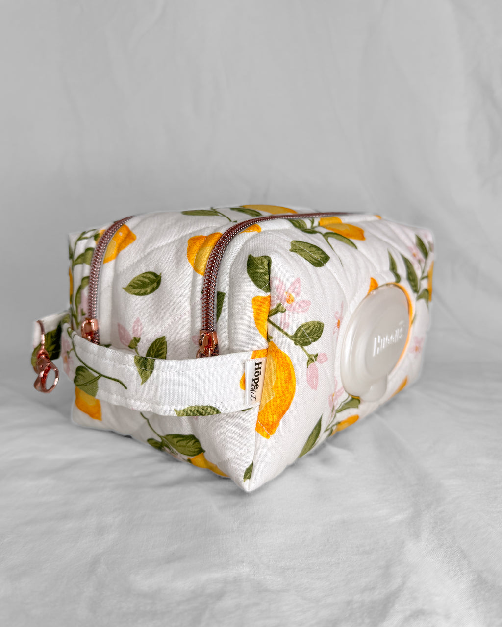 Lemon Squeeze Print Quilted Nappy & Wipe Pouch | Essential Baby Wipe Pouch