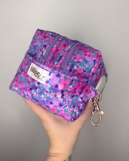 Purple Floral Garden Print Essential Wipe Pouch