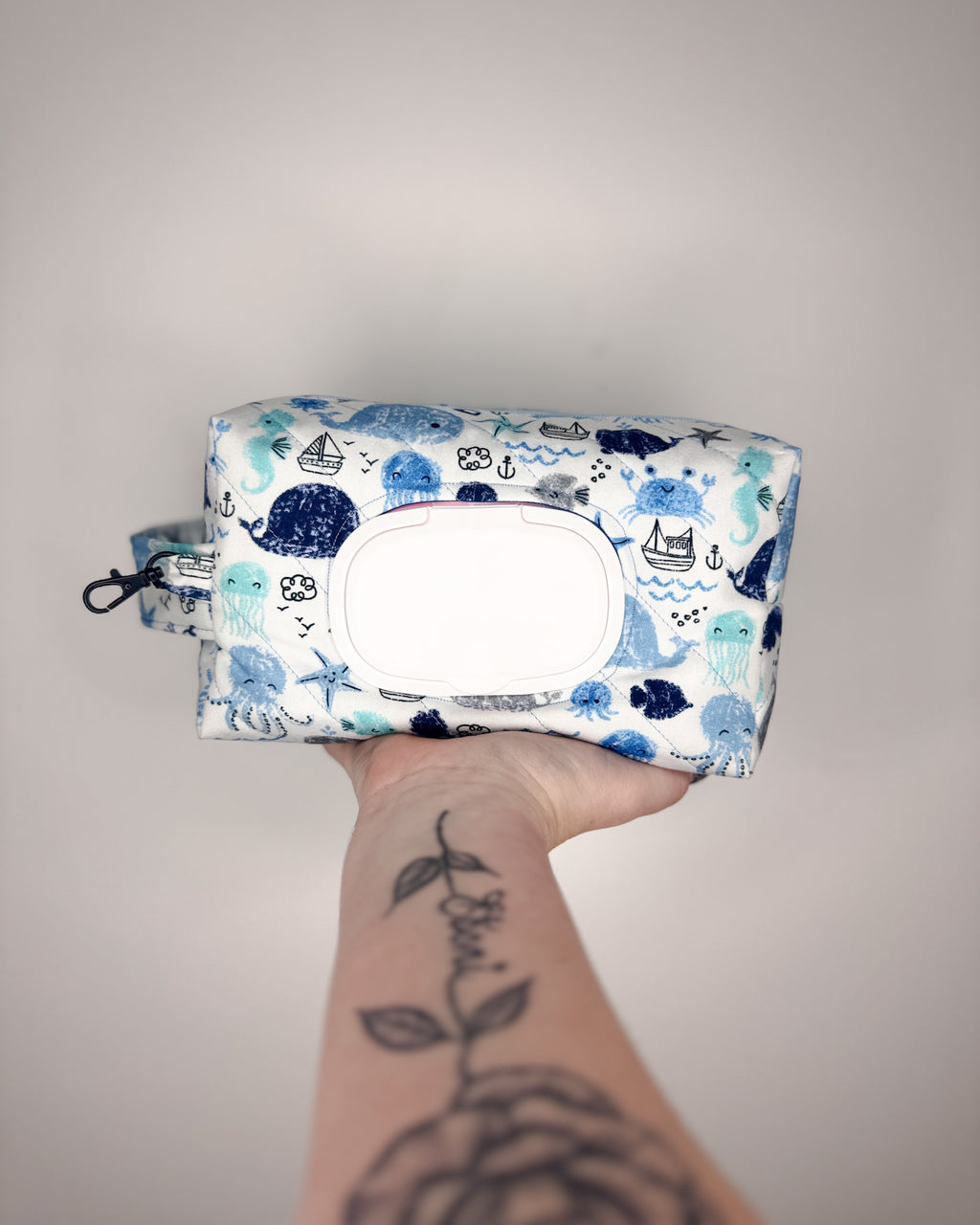 Ocean Friends Quilted Nappy & Wipe Pouch | Essential Baby Wipe Pouch