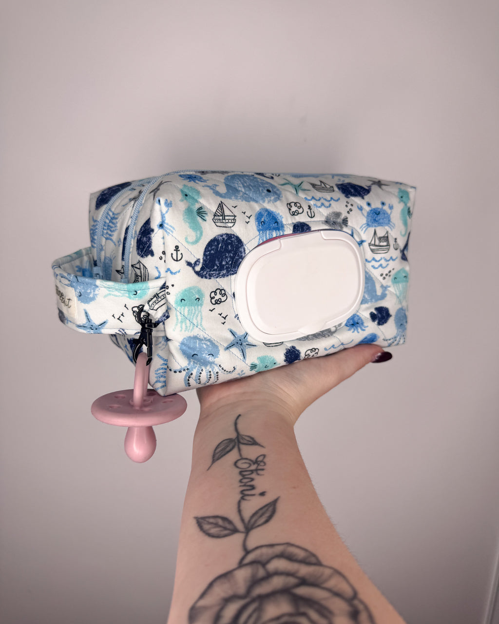 Ocean Friends Quilted Nappy & Wipe Pouch | Essential Baby Wipe Pouch