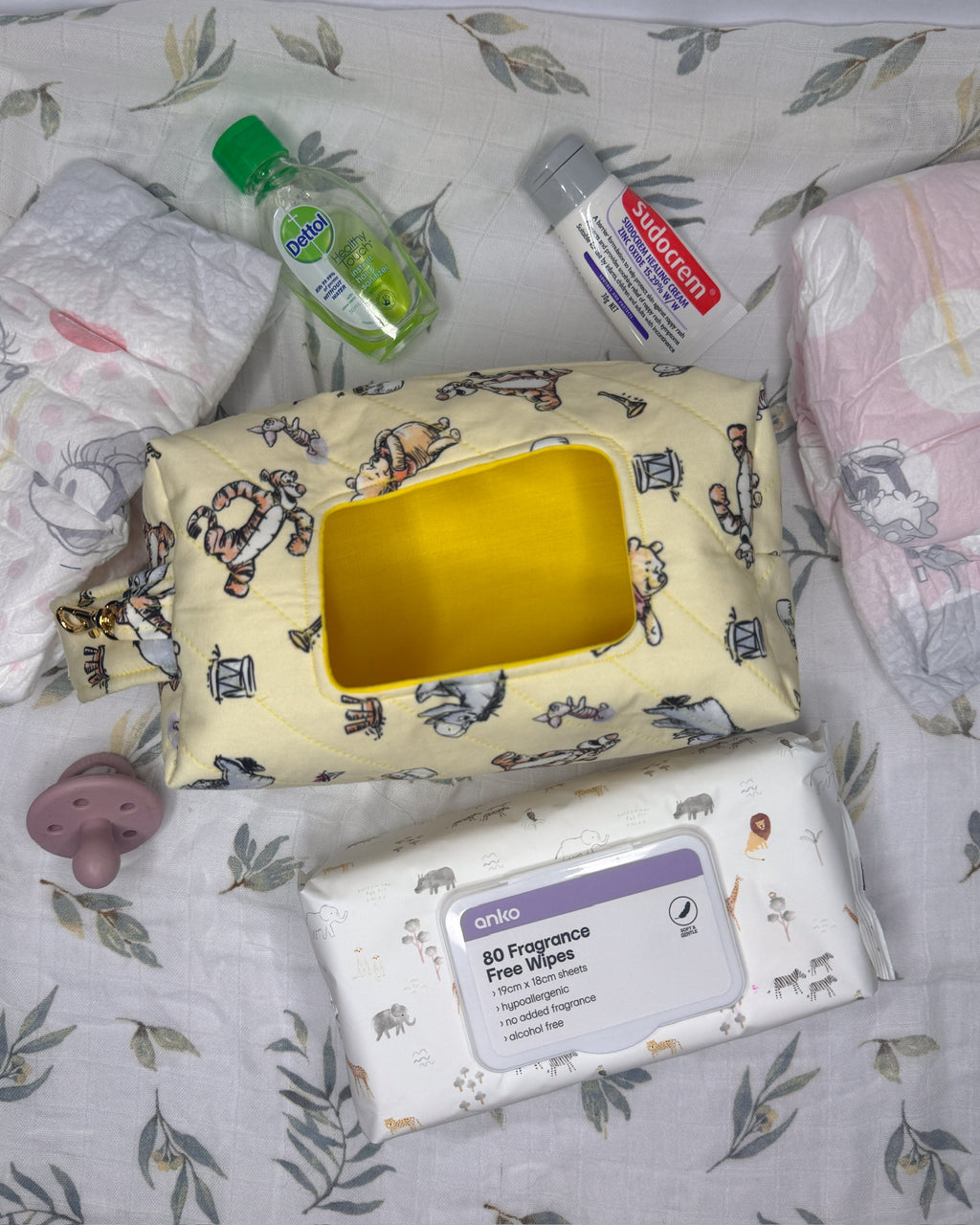 Bear Friends Quilted Nappy & Wipe Pouch | Essential Baby Wipe Pouch