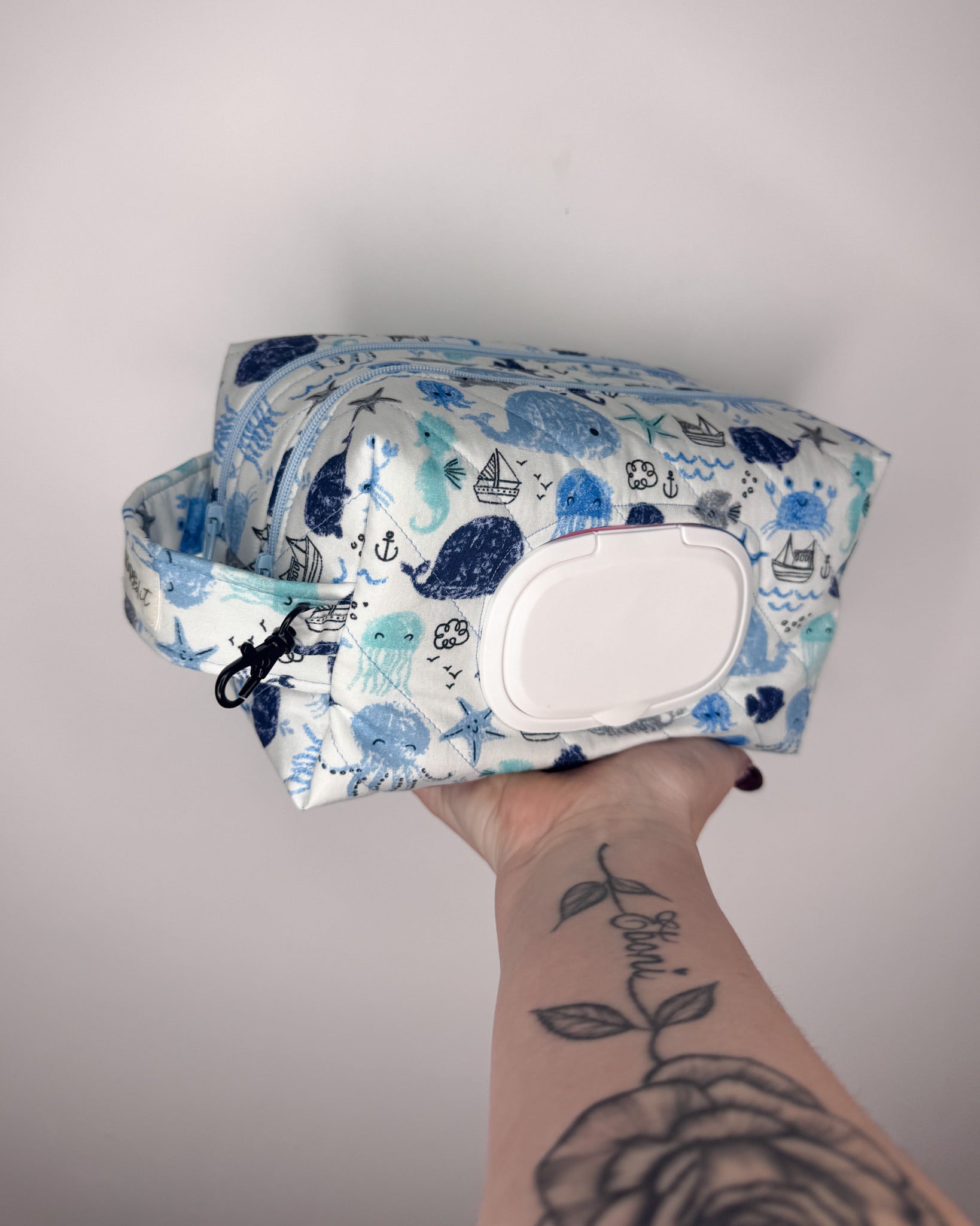 Ocean Friends Quilted Nappy & Wipe Pouch | Essential Baby Wipe Pouch