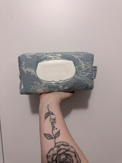 Blue Floral Print Essential Wipe Pouch