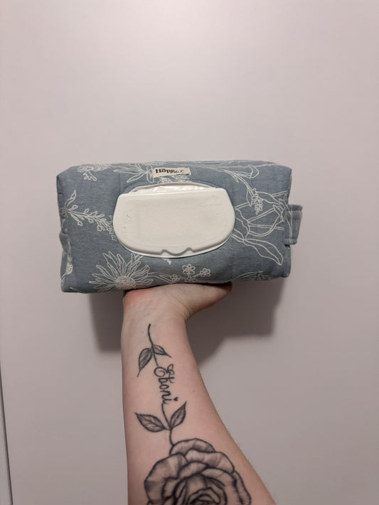Blue Floral Print Essential Wipe Pouch