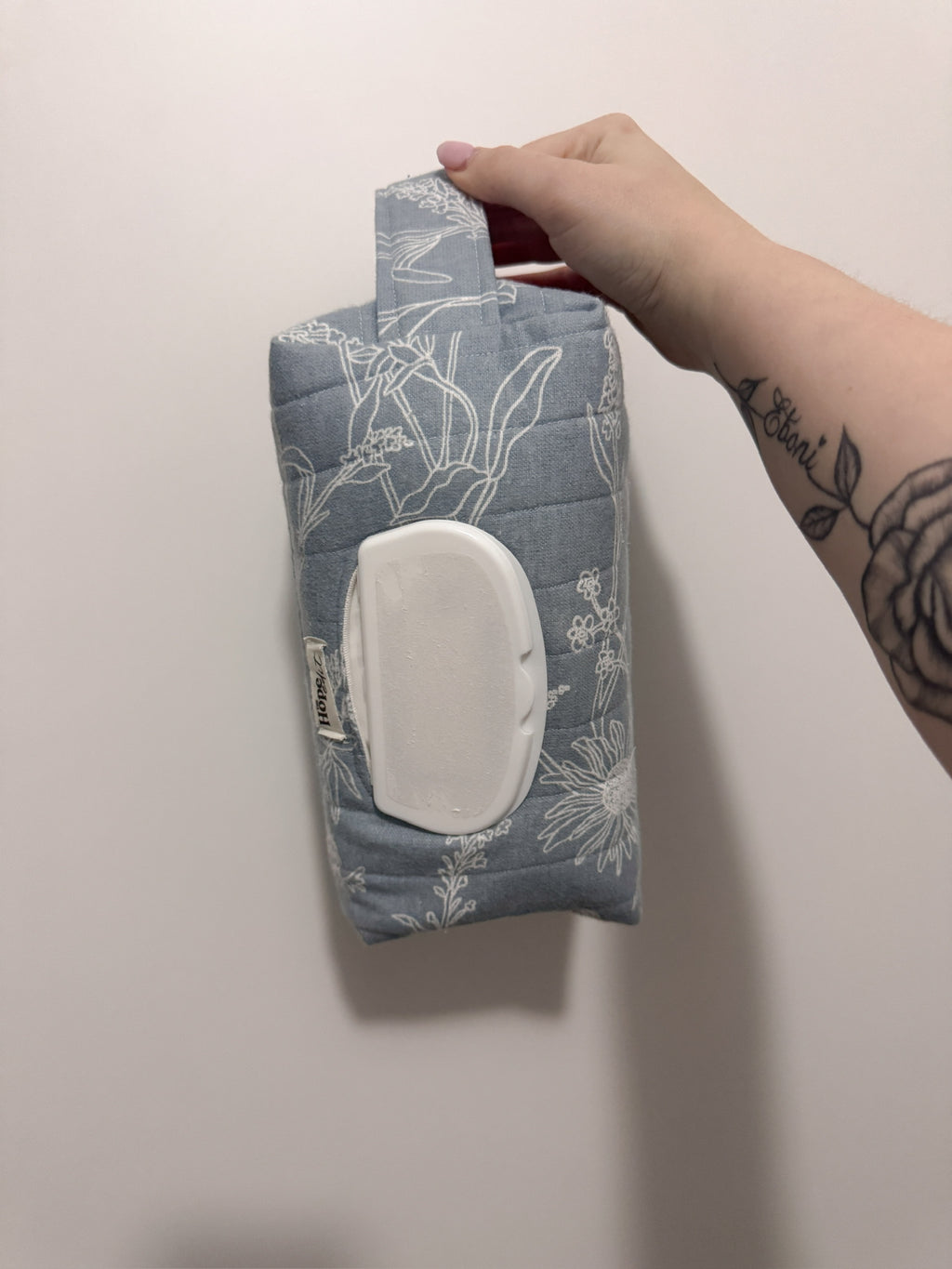 Blue Floral Quilted Nappy & Wipe Pouch | Essential Baby Wipe Pouch