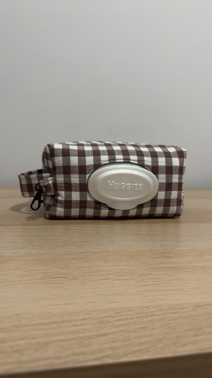 Choc Gingham Essential Wipe Pouch