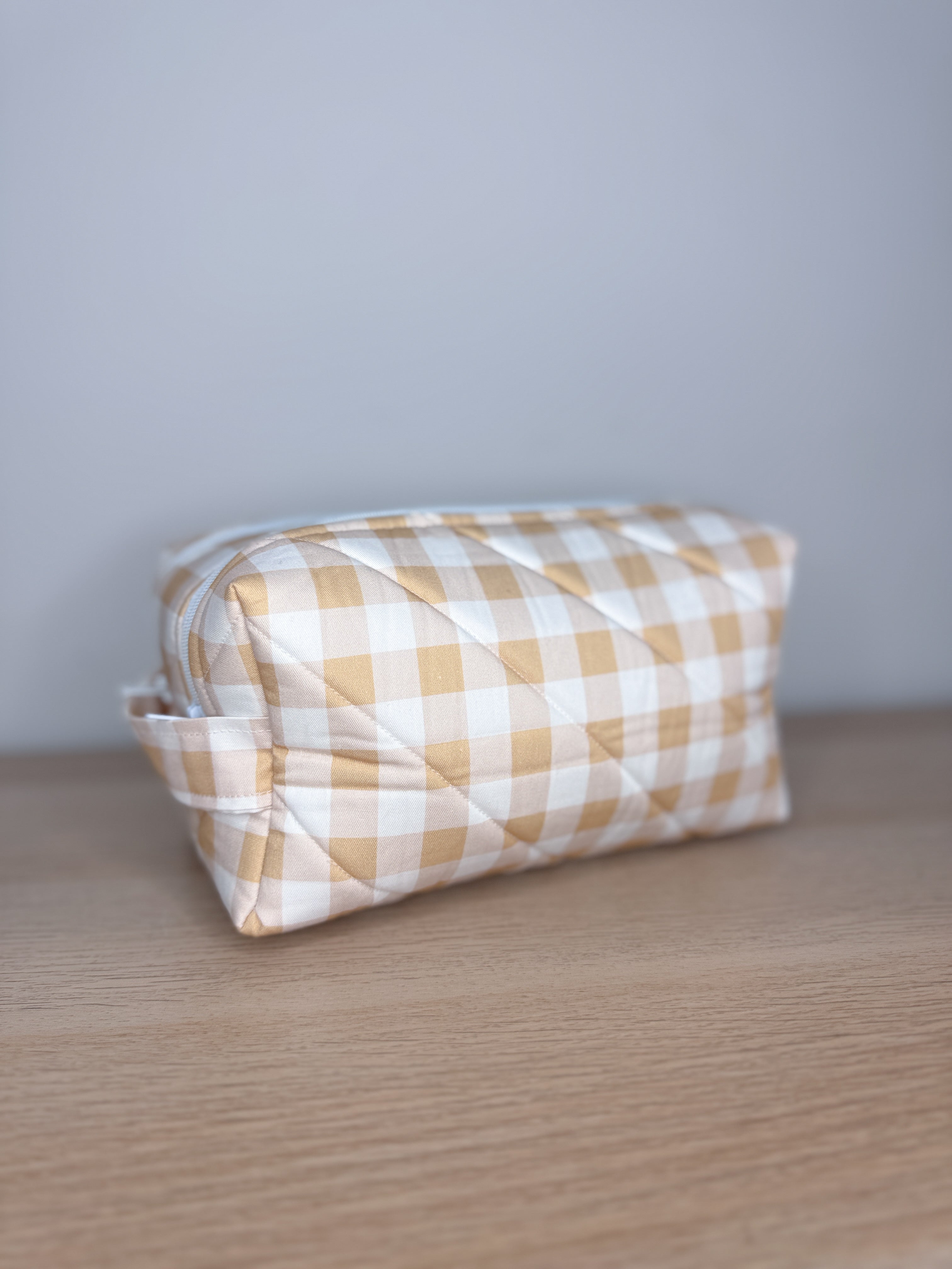 The Cream Gingham Luv-All Pouch | Quilted Box Toiletry & Carry-All Pouch