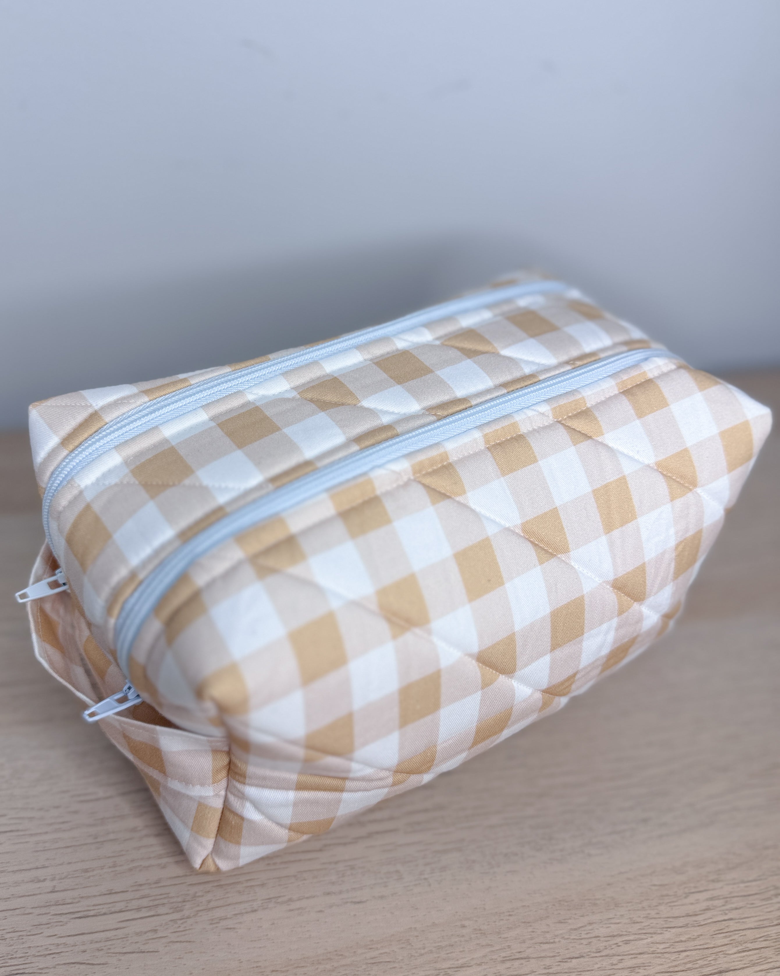 The Cream Gingham Luv-All Pouch | Quilted Box Toiletry & Carry-All Pouch