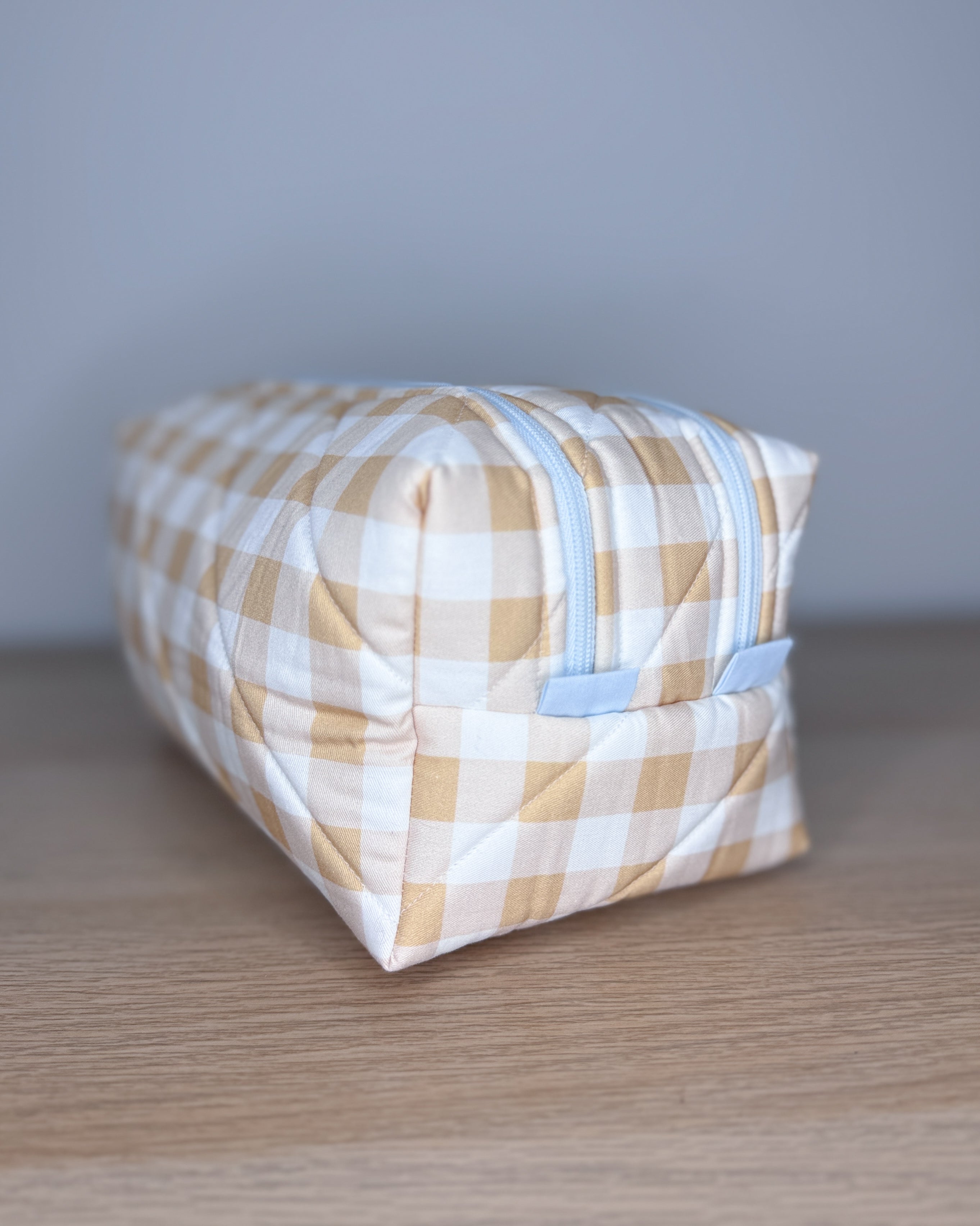 The Cream Gingham Luv-All Pouch | Quilted Box Toiletry & Carry-All Pouch
