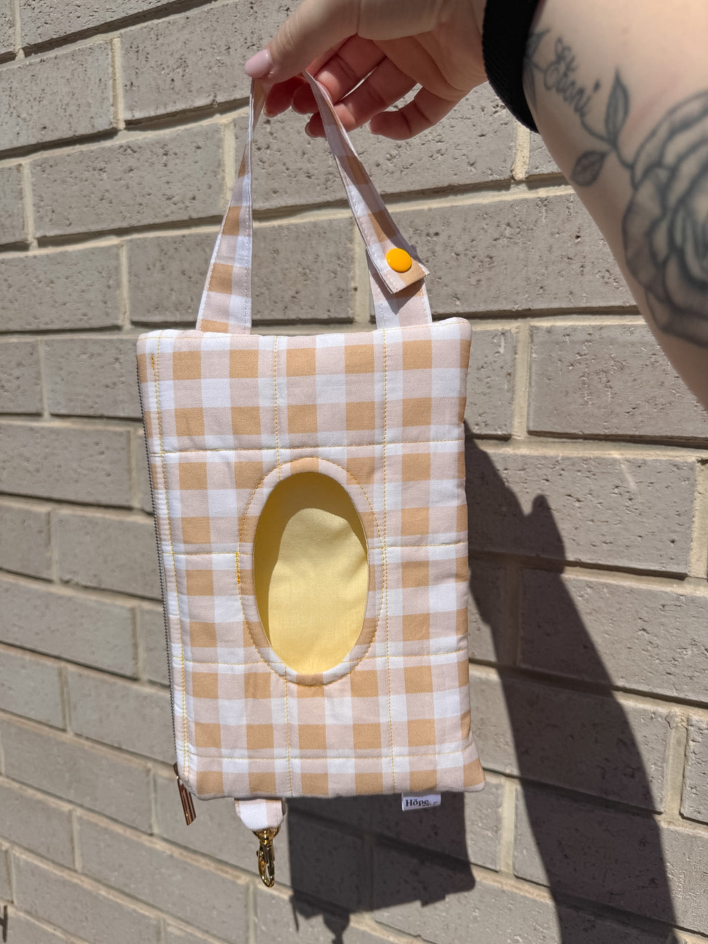 Cream Beige Print Quilted Wipe Pouch | The Quick-Zip Wipe Case