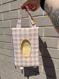 Cream Beige Print Quilted Wipe Pouch | The Quick-Zip Wipe Case