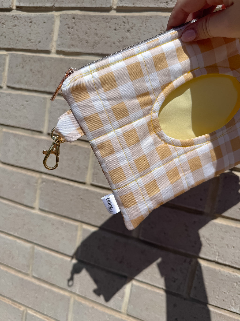 Cream Beige Print Quilted Wipe Pouch | The Quick-Zip Wipe Case
