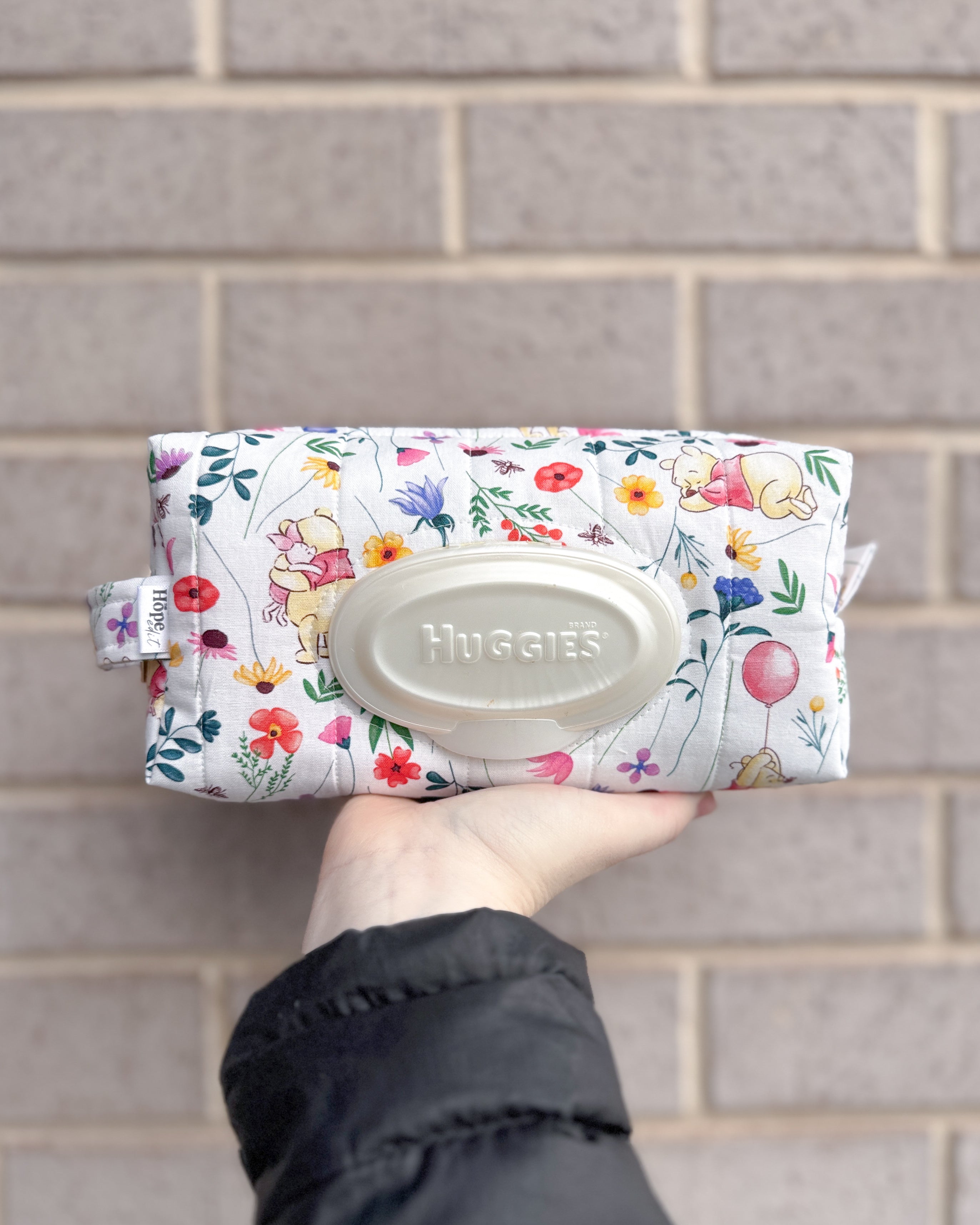 Flower Bear Quilted Nappy & Wipe Pouch | Essential Baby Wipe Pouch
