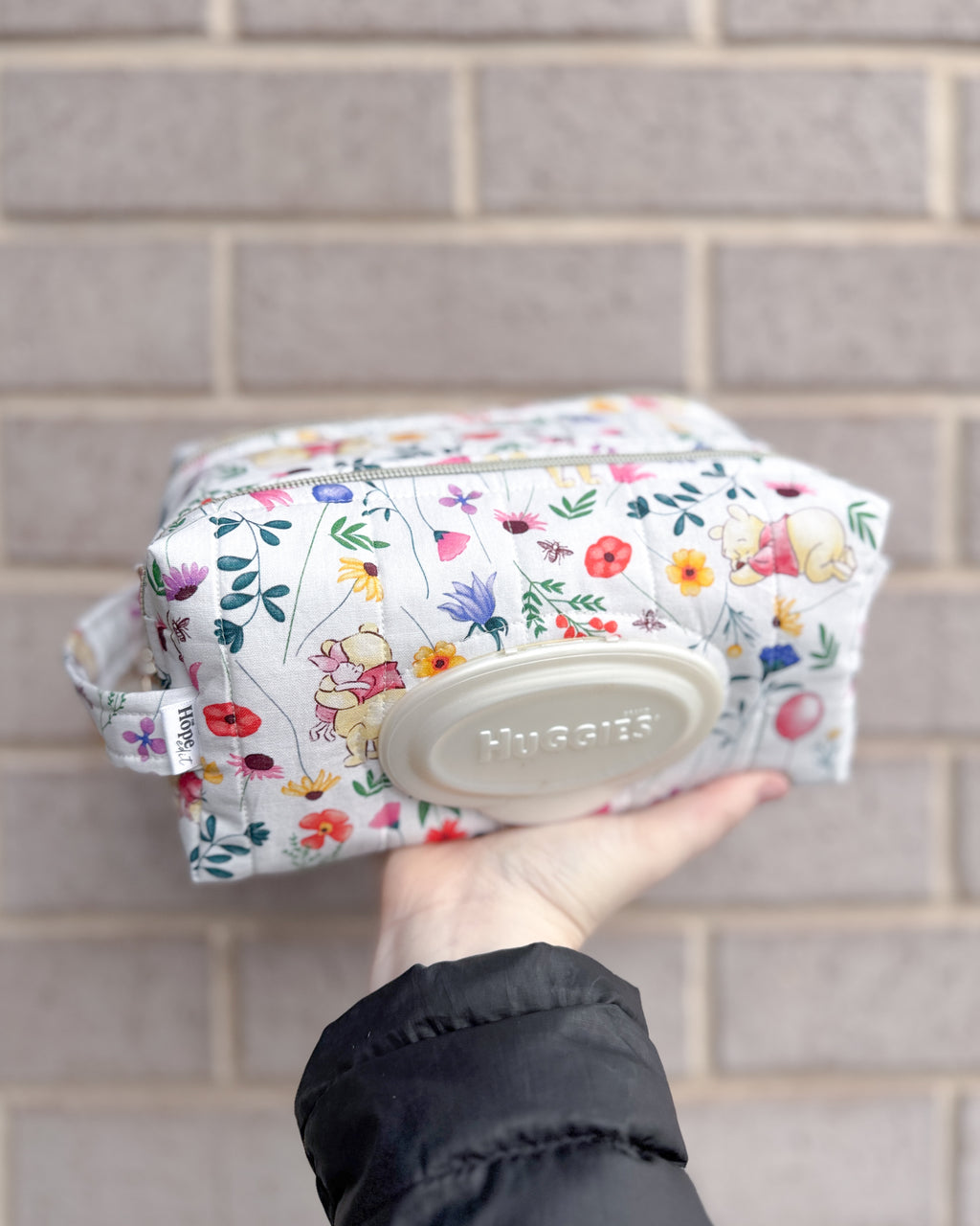 Flower Bear Quilted Nappy & Wipe Pouch | Essential Baby Wipe Pouch