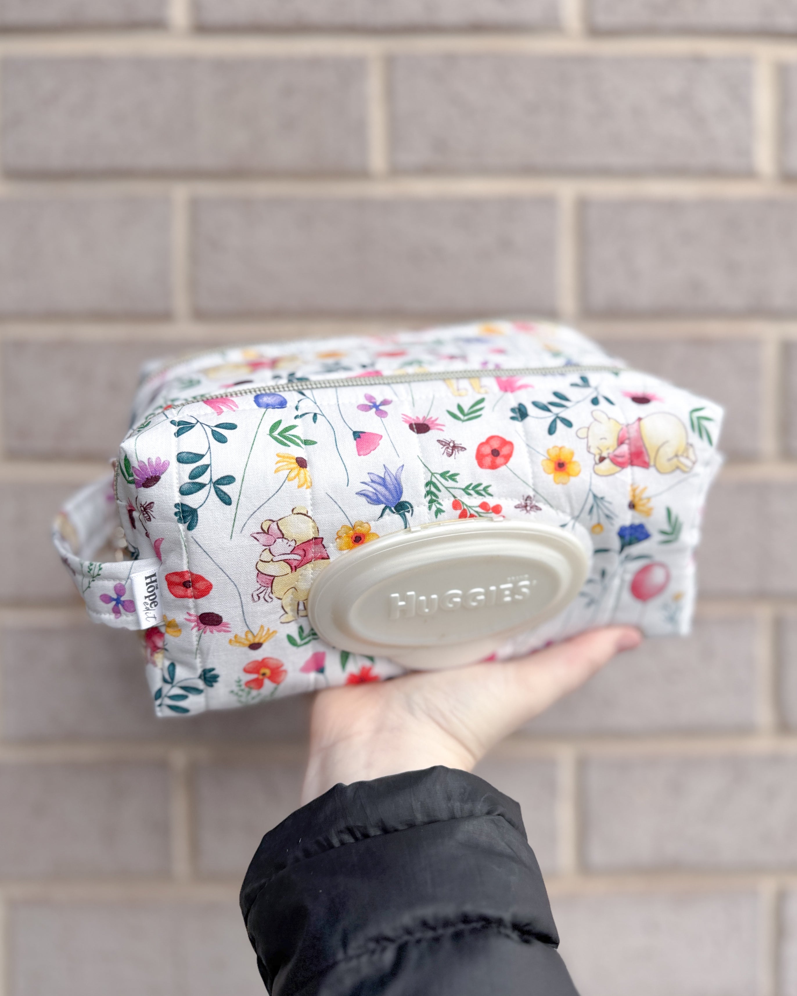 Flower Bear Quilted Nappy & Wipe Pouch | Essential Baby Wipe Pouch
