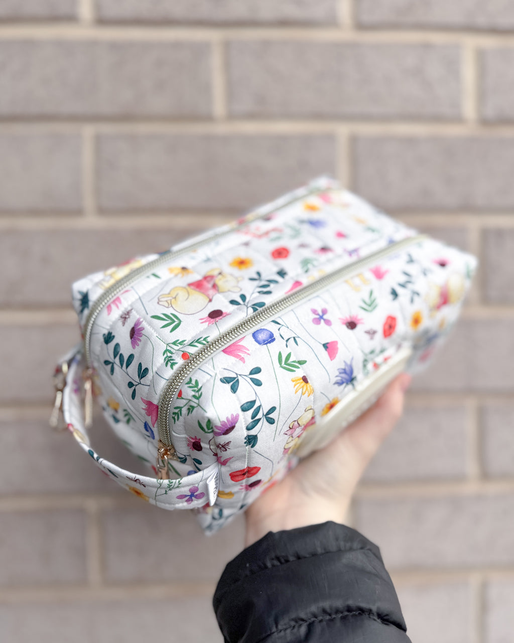 Flower Bear Quilted Nappy & Wipe Pouch | Essential Baby Wipe Pouch