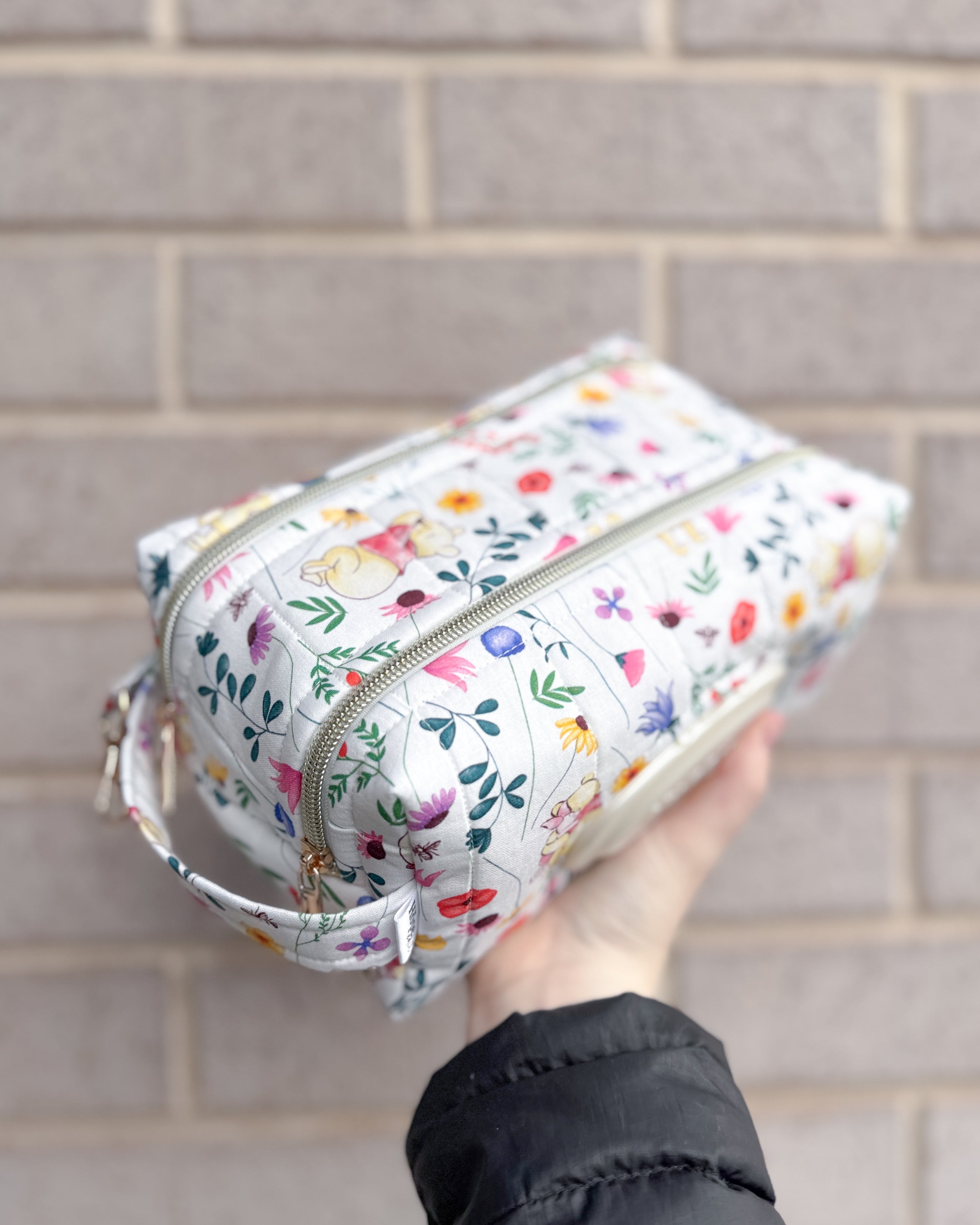 Flower Bear Quilted Nappy & Wipe Pouch | Essential Baby Wipe Pouch