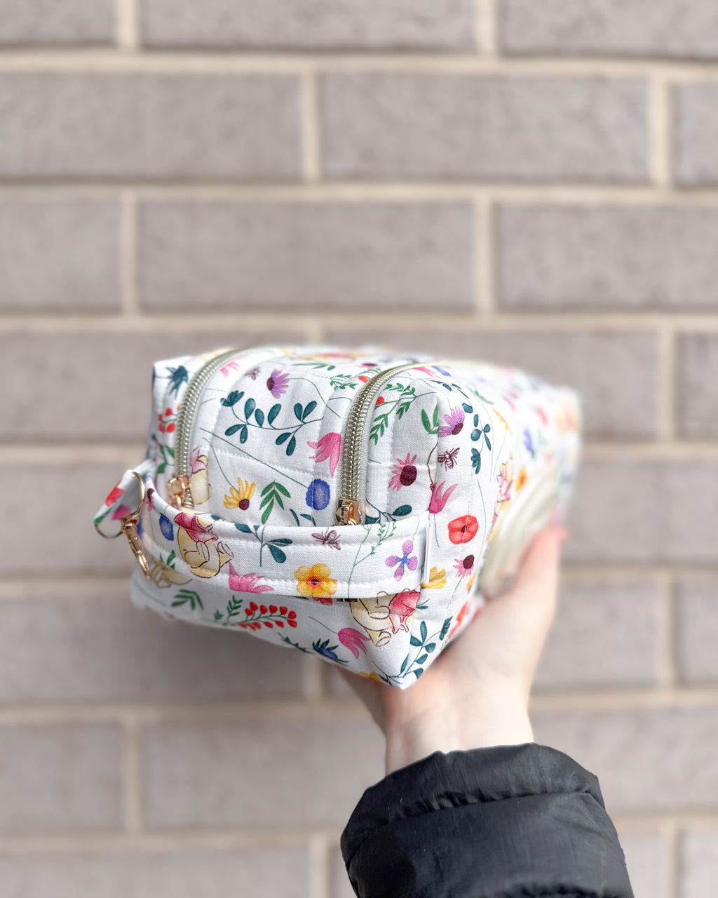 Flower Bear Quilted Nappy & Wipe Pouch | Essential Baby Wipe Pouch
