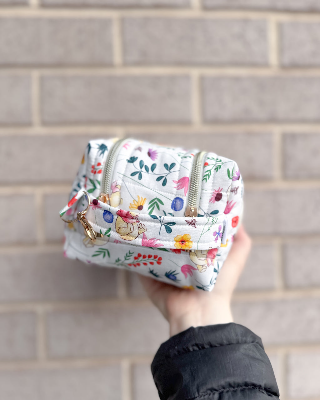 Flower Bear Quilted Nappy & Wipe Pouch | Essential Baby Wipe Pouch