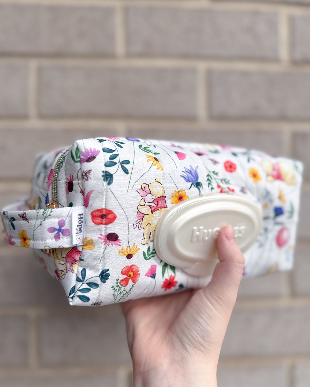 Flower Bear Quilted Nappy & Wipe Pouch | Essential Baby Wipe Pouch