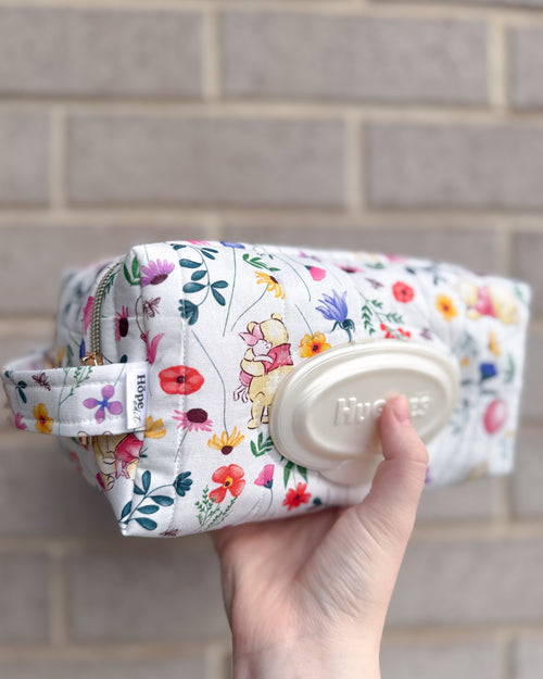 Flower Bear Quilted Nappy & Wipe Pouch | Essential Baby Wipe Pouch