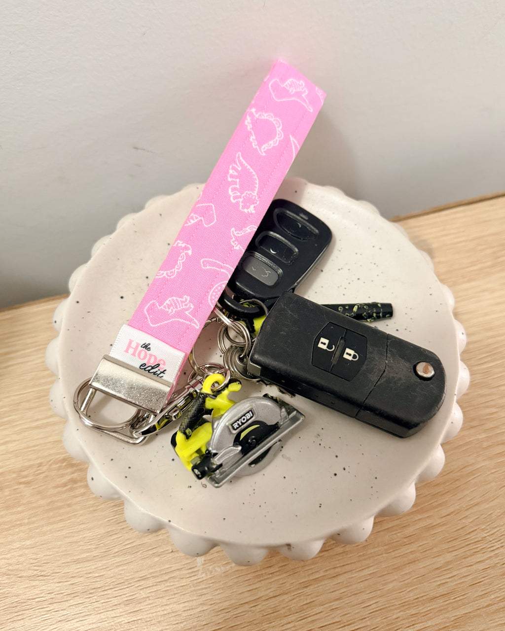 The Signature KeyFob Wristlet (Mama & Mini Sizes) – Pink Dino