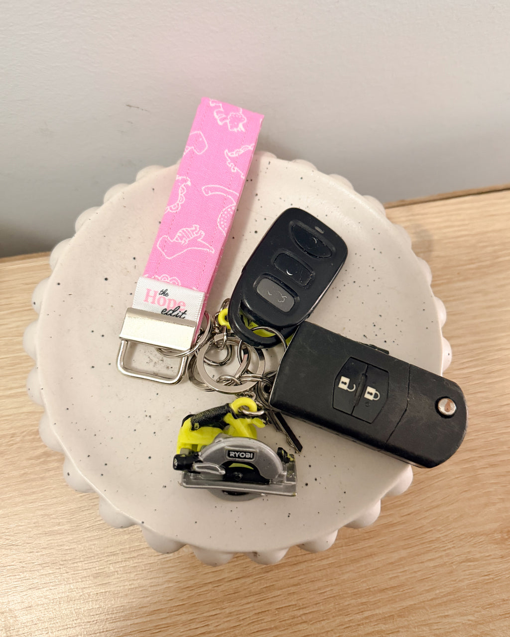 The Signature KeyFob Wristlet (Mama & Mini Sizes) – Pink Dino