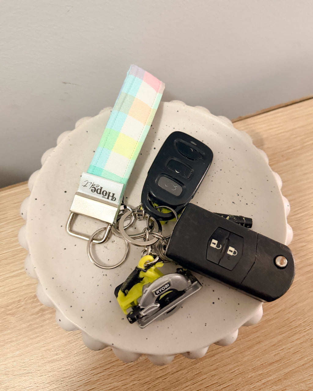 The Signature KeyFob Wristlet (Mama & Mini Sizes) – Rainbow Gingham