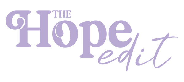 Logo of 'The Hope Edit' with a soft purple color on a white background